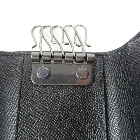 New Coach Five 5 Ring Key Case Holder Crossgrain Leather Black  Gunmetal - Picture 8 of 12